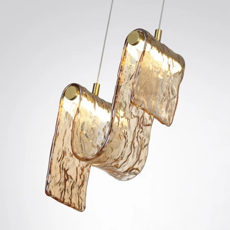 Подвесной светильник светодиодный Odeon Light Flow 5105/11L золотой брашинг/янтарный металл/стекло LED x 11W 4000K (220V, на проводе)