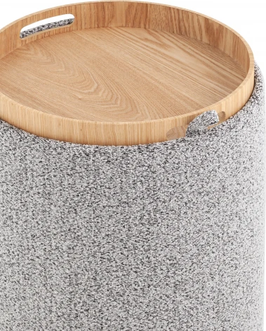 Пуф-столик с ящиком Хюгге XS букле серый, Stool Group