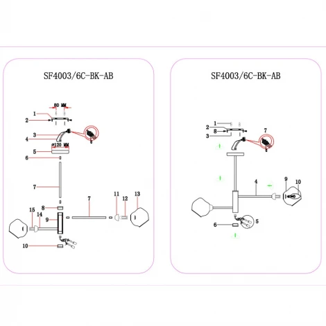 Потолочная люстра Seven Fires Borno SF4003/6C-BK-AB