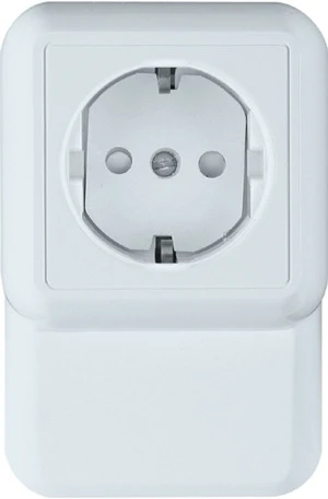 Розетка накладная с заземлением и шторками (белый) Systeme Electric RA16-003-2M-B