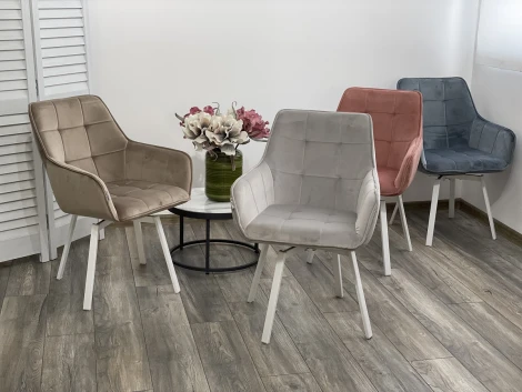 Стул M-City MAVERICK BLUVEL-03 LIGHT GREY/ белый каркас, поворот.360 град.