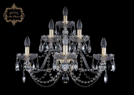 Бра Art Classic 10.11 10.11.3+2+1.240.XL.Gd.Sp (220V, хрусталь, подвески, подсвечник, свеча)