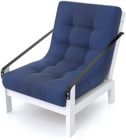 Кресло Arsko Локи белая эмаль синяя рогожка