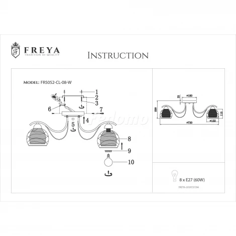 Потолочная люстра Freya Nikki FR5052-CL-08-W