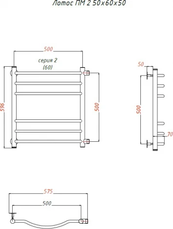 Полотенцесушитель водяной Тругор ЛЦ Лотос ПМ 2 50x60x50