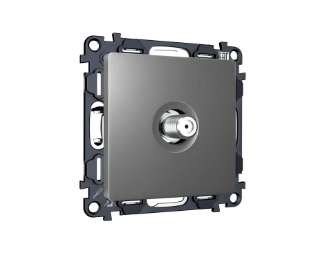 Комплект механизма ТВ-розетки SAT встраиваемый (антрацит серый) Ambrella Volt QUANT MA663050