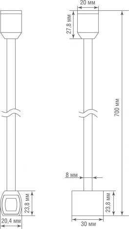Токопроводящий прямой соединитель на стойке для оснований Donolux CODE 1.2 Connector 180 H700 B DL20224