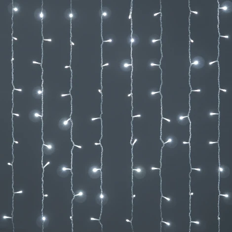 Гирлянда Занавес Облегченный 2 x 1 м белый 220В, 200 LED, провод прозрачный ПВХ, IP54 Laitcom PCL200NOT-10-2W