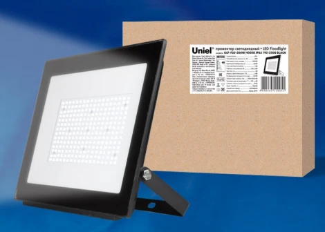 Прожектор уличный Uniel ULF-F20-200W/4000K IP65 195-250В BLACK (LED, 220V)