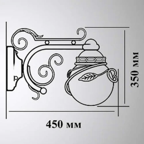 Настенный фонарь уличный Кузнечное дело Галактика 31-002-ЧЗ (220V, ковка, шар, листья, под старину, IP54)