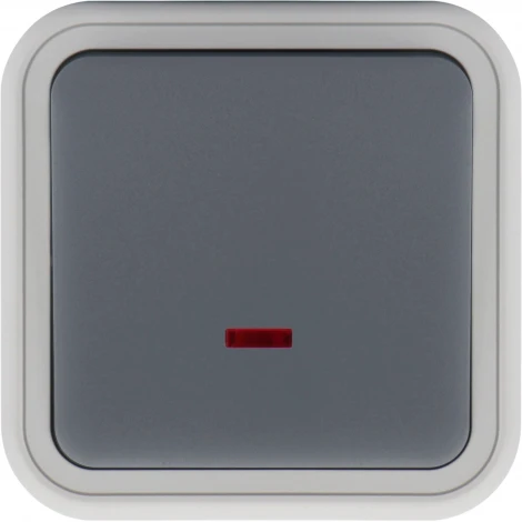 Переключатель 1-клавишный накладной с подсветкой, цвет серый IP55 Donel W55 DIP30640