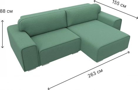 Диван угловой Лига-029 правый угол (Зеленый/Рогожка) Лига Диванов арт.121934