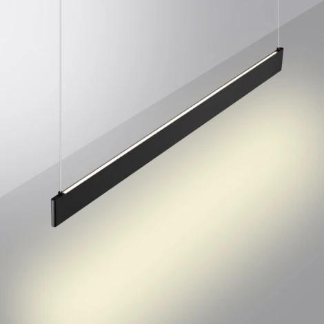 Подвесной линейный светильник Novotech Iter 359546 черный диммир. со сменой цв.темпер. (пульт ДУ/прилож. Smart Life) LED 12/24W 220V 3000-5700К (регулировка яркости, умный дом - Алиса, Tuya Smart, Smart Life, на тросе)