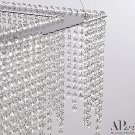 Подвесная люстра светодиодная APL LED Sicilia SH04.52.B.Ni.4000 (220V, хрусталь, на тросе)