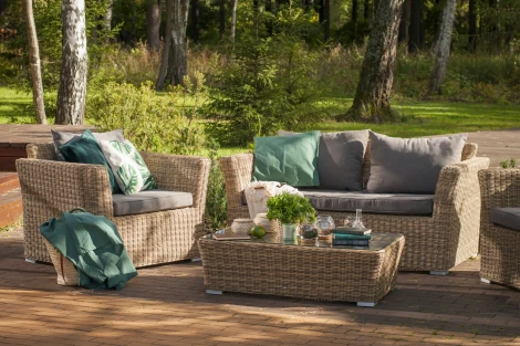 Лаунж-зона из искусственного ротанга, цвет соломенный 4SIS Капучино Сингл KSS2C2T-4-SET