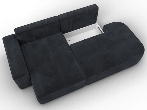 Диван угловой Лига-065 угол левый (ДСП/Пластик/Велюр/Темно-серый) Лига Диванов 129810L