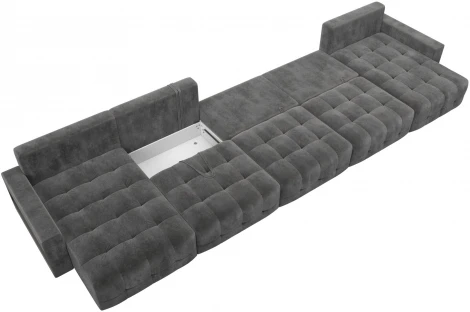 Диван п-образный с полками Лига-053 НПБ МегаЛонг Лига Диванов (Велюр) арт.129017