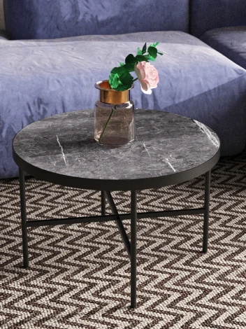 Стол журнальный МеталлАрт М011 БОЛЬШОЙ черный мрамор/черный Mebelik 009513