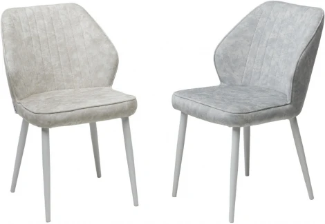 Стул M-City VENA, цвет FIESTA Светло-серый, велюр "антипальчиковый"/ Белый каркас