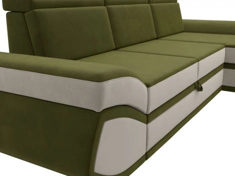 Диван угловой Лига-032 правый угол (Зеленый,Бежевый/Микровельвет) Лига Диванов арт.121653