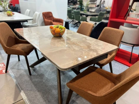 Стол M-City EDER 160 GLOSS AMBER JADE SOLID CERAMIC / Орех