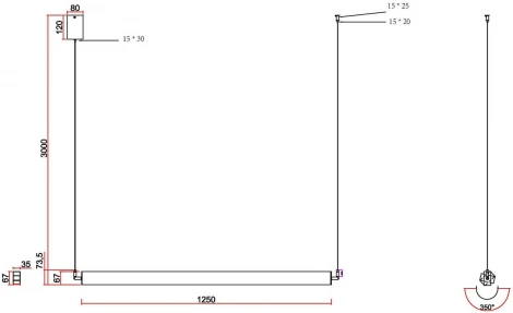 Подвесной линейный светильник Kink Light Талия 08208-125,01 белый Led 50W (4000K)