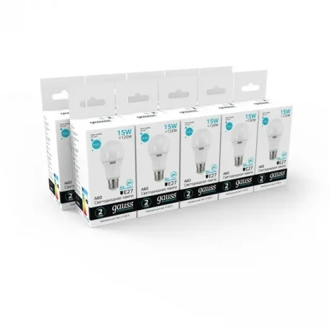 Лампочка светодиодная E27 15 Вт 1450 lm 4100K нейтральное белое свечение Gauss Elementary 23225