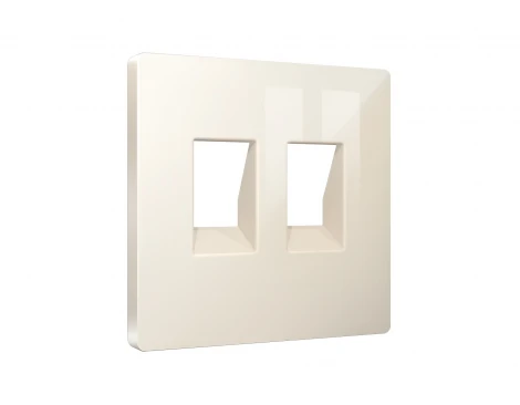 Лицевая панель для Ethernet RJ-45/телефонной RJ-11 двойной розетки (бежевый глянец) Ambrella Volt QUANT AP3121