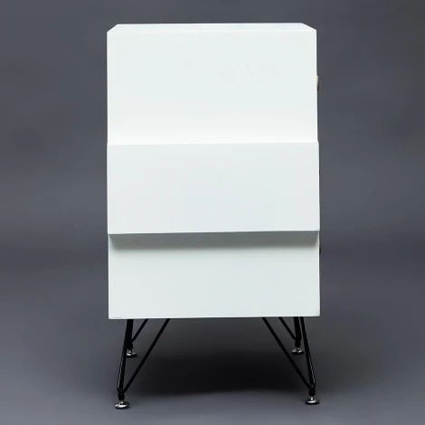 Тумба с 3 ящиками Mediterranean (mod. 63605) белый/голубой/черный (дерево павловния/мдф/металл)