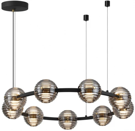 Подвесной светильник Odeon Light Troni 5041/90L черн./золото/дымчатый/металл/стекло LED 90W 4000К 7751Лм (220V, на тросе, шарики)