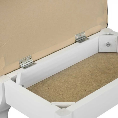 Банкетка Ретро с ящиком белый, ткань полоса коричн. от фабрики Mebelik