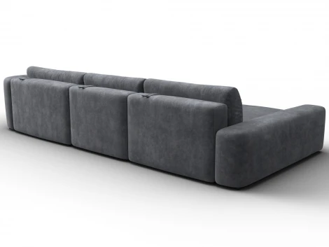 Диван угловой Лига-066 НПБ Лонг угол левый (ЛДСП,Фанера,Брус,Велюр/Темно-серый) Лига Диванов 131217L