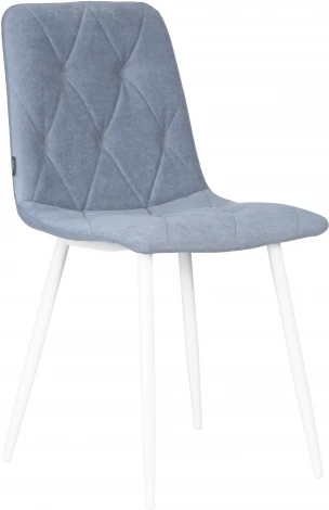 Стул обеденный DOBRIN CHILLY ROMBO (Серо-голубой Simple 26, основание белый) 006 ROMBO, цвет сиденья серо-голубой основания белый