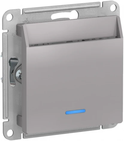 Карточный выключатель одноклавишный с подсветкой встраиваемый (алюминий) Systeme Electric AtlasDesign ATN000367