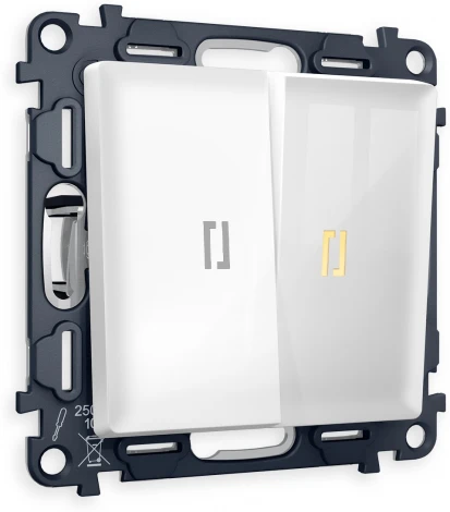 Комплект механизма Ambrella Volt 2-клавишного выключателя с подсветкой 3200K ALFA MA104010 Белый глянец QUANT