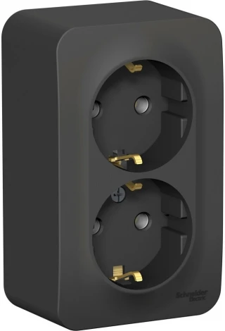 Розетка накладная двойная с заземлением (антрацит) Systeme Electric Blanca BLNRA010206