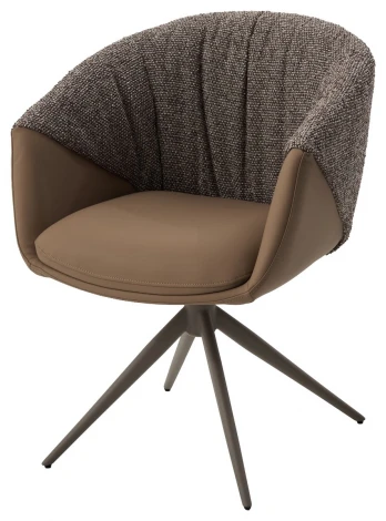 Стул ГИССЕН (GISSEN) 360 град., цвет КОФЕ HP032-08A PU / V885-1, экокожа / ткань / ЛАТТЕ, ®DISAUR M-City 64840