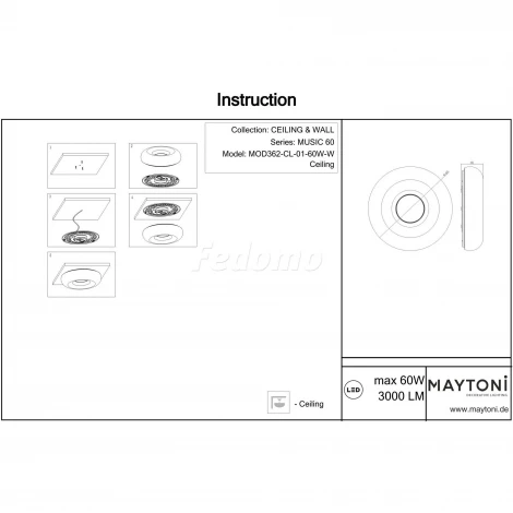Maytoni Music 60 MOD362-CL-01-60W-W
