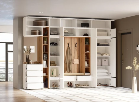 Модульная прихожая Роут комплектация 1 (Роут белый комплектация 1) Woodville арт.596583