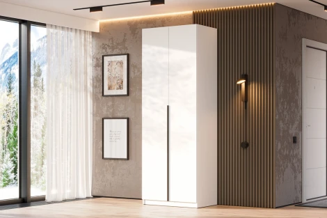 Шкаф распашной с наполнением Арника (5 полок + 2 ящика) ШК 5 (800), Белый