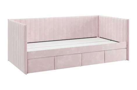 Кровать с ящиками Твикс (Софа) 90х200 см Mebelson (ДСП,Велюр/Розовый) арт.171562,2172