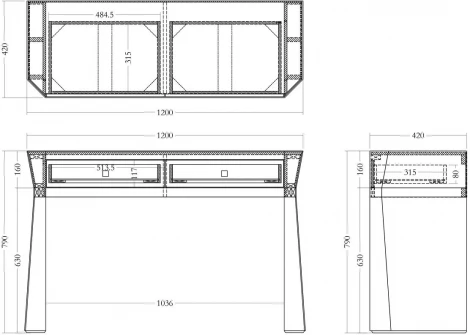 Консоль 2 ящика с золотистой отделкой 120*42*79см Garda Decor арт.KFG125
