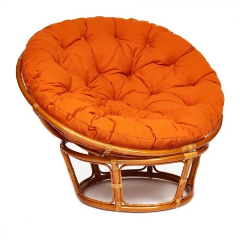 Кресло PAPASAN/ПАПАСАН 23/01 W /с подушкой/ диаметр подушки 122см, 115х101х104см, коньячный, ткань оранжевый, с 23 Tetchair 13735