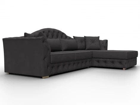 Диван угловой Артис правый угол (Брус,Рейка,Замша/Коричневый) Лига Диванов 128040