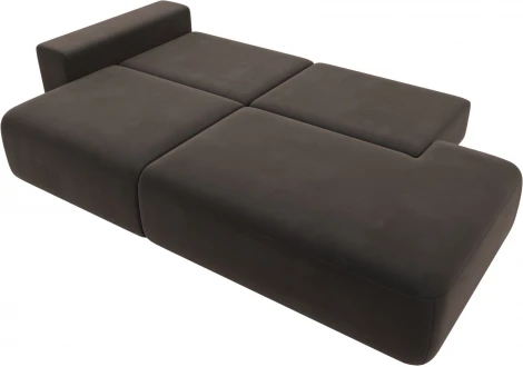 Диван прямой Лига-036 НПБ Модерн подлокотник слева (Коричневый/Велюр) Лига Диванов арт.121343L