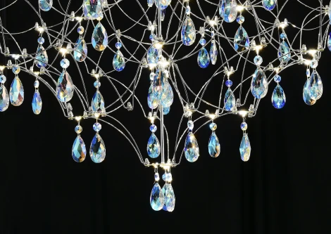 Подвесная люстра светодиодная с пультом и хрустальными подвесками K9 MyFar Allegria MR2641-66P-50СD