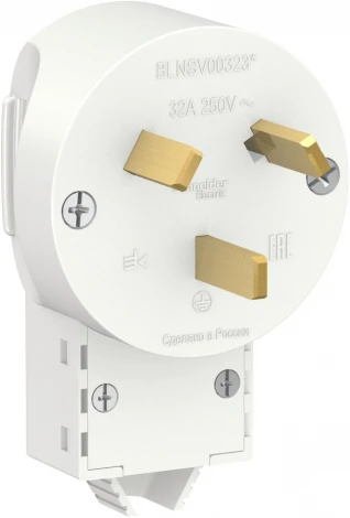 Вилка с заземлением для электроплиты 32А 250В (белый) Systeme Electric Blanca BLNSV003231