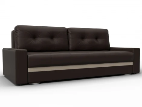 Диван прямой с декором Лига-096 НПБ (ДВП,ДСП,ЛДСП,Брус,Фанера/Пластик/Экокожа/Коричневый,Бежевый) Лига Диванов 133429