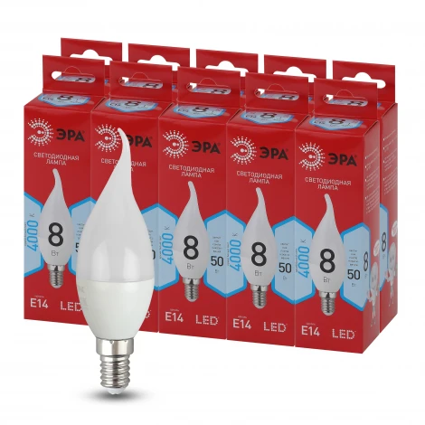 Лампочка светодиодная E14 8W ЭРА LED BXS-8W-840-E14 R