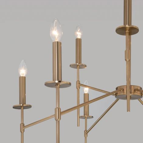 Потолочная люстра Wi-Fi на штанге Eurosvet Anders 60142/9 латунь (220V, управление смартфоном, голосовое управление, умный дом - Minimir Home, Алиса, Маруся, Салют, свеча)